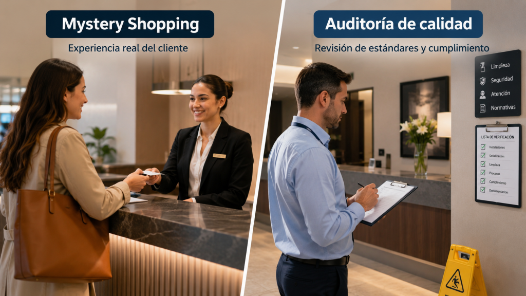 Comparativa entre mystery shopping y auditoría de calidad para evaluar la experiencia del cliente y el cumplimiento de estándares